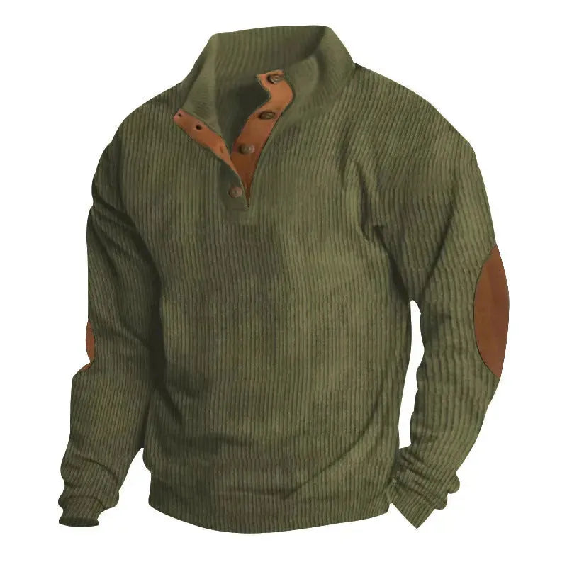 Corduroy Casual Stand Collar Long-sleeved Sweater men - EX-STOCK CANADA