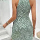 Casual Summer Halter neck Printed Dress With Tied Elegant Ladies High Neck Mini Dress. - EX-STOCK CANADA