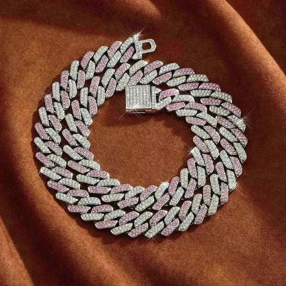 Box Buckle 14mm Bar Cuban Link Chain Bracelet and Necklace 2pcs - EX-STOCK CANADA