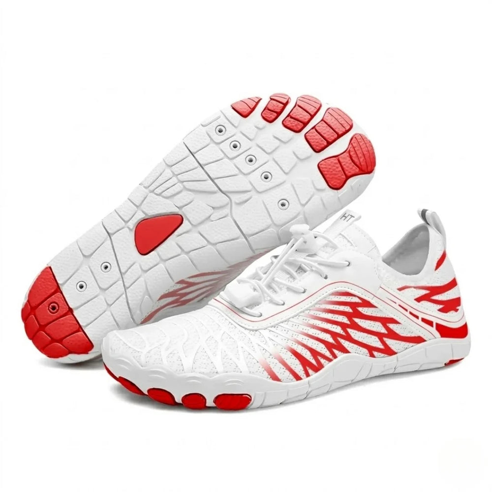 Red Aqua Water Sports Shoes – Mesh Lace-Up, Rubber Sole