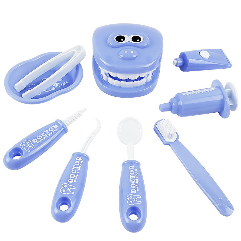 Kids’ 9-Piece Pretend Dentist Toy Set – Blue, Pink, Yellow & Green desc