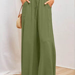 Printed Comfortable Casual High Waist Wide-leg Floral Palazzo Trousers women - EX-STOCK Canada