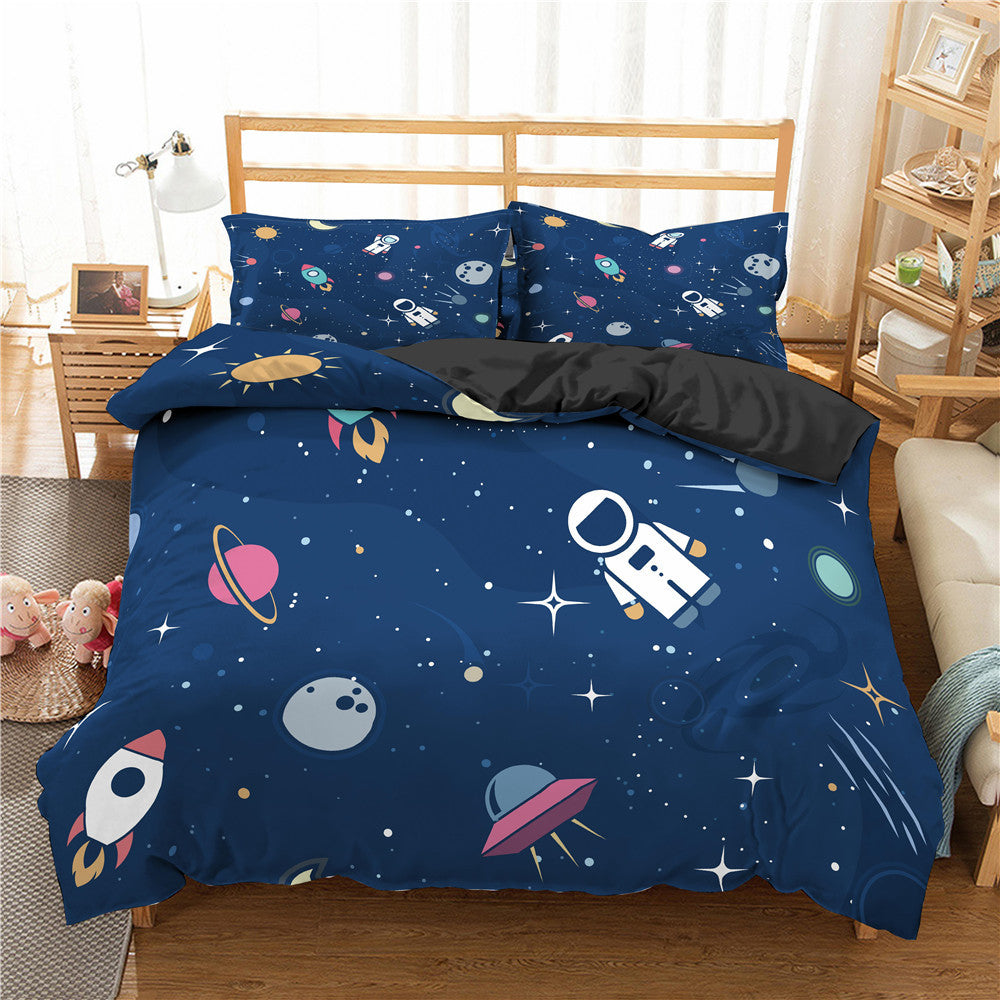 Cartoon Bedding Set Aerospace Astronaut Duvet Cover Quilt Cover Double Bed EX-STOCK Canada 