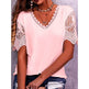 Summer Lace Tops Loose V Neck Short Sleeve Casual top - EX-STOCK Canada