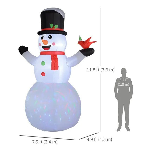 12FT Christmas Inflatable Decorations, Xmas Blow Up Snowman With Rotating Colorful LED Light For Indoor, Outdoor EX-STOCK Canada 