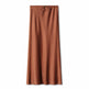 High Quality Satin Silk High Waist Drawstring Lace-up Solid Women Satin Midi Skirt - EX-STOCK Canada