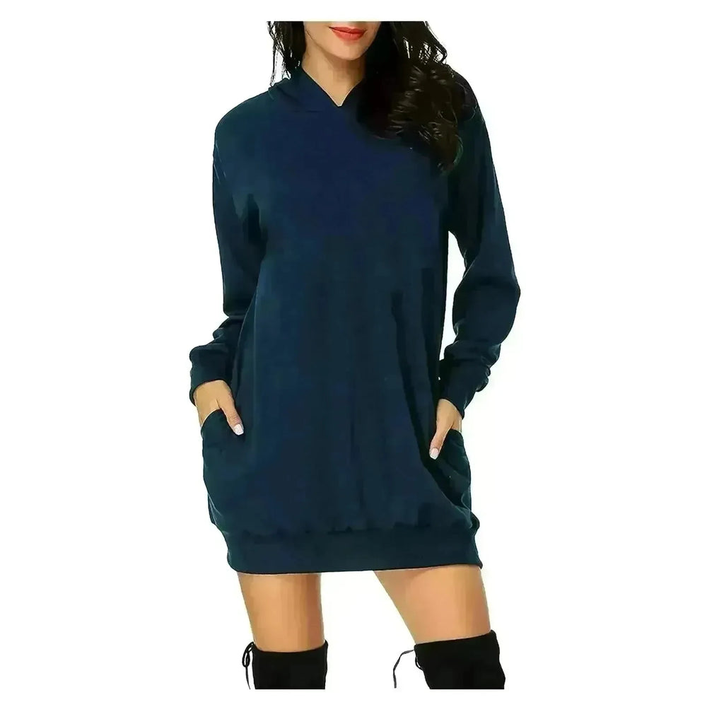 Women Solid Color Hat Dress Sweater Loose Feature Long Sleeves - EX-STOCK CANADA