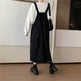 Student Denim Shoulder Strap Spring And Autumn Plus Size Mid-length Sling Black Denim Jumper Dress - EX-STOCK Canada