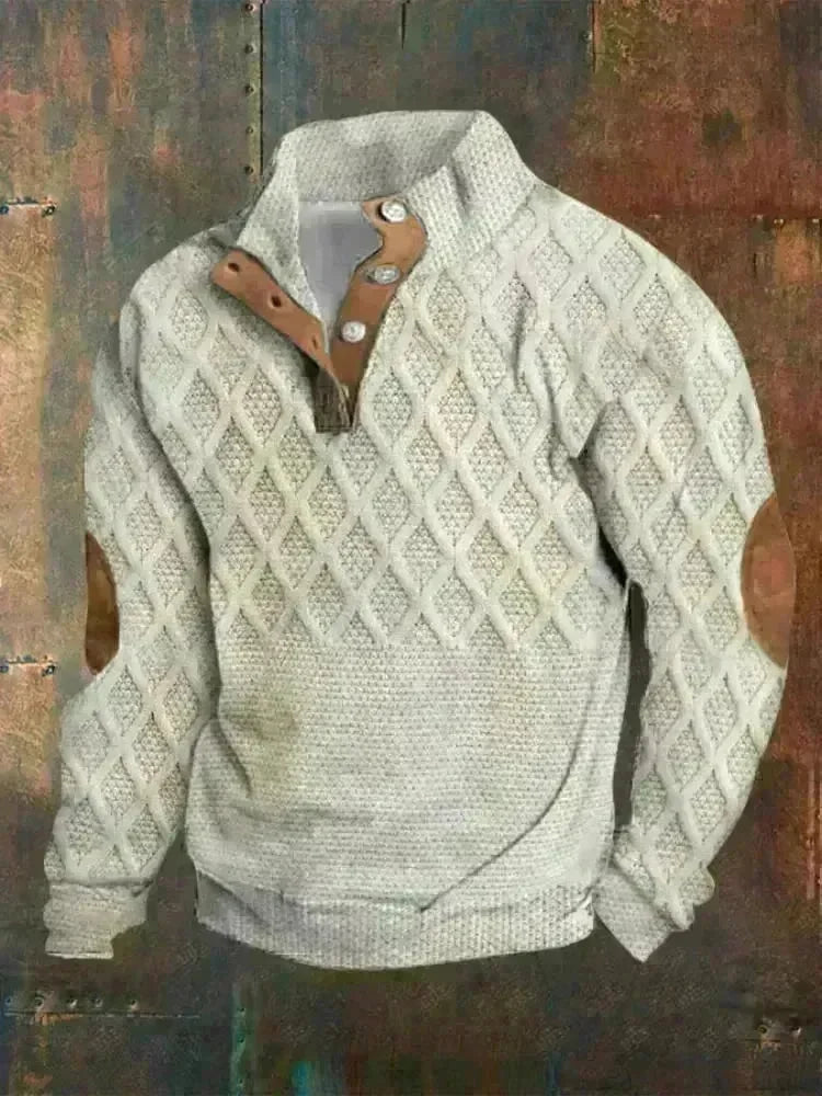 Half button Sweatshirt Men's Winter 3d Digital Printing Pullover Crew neck - EX-STOCK CANADA
