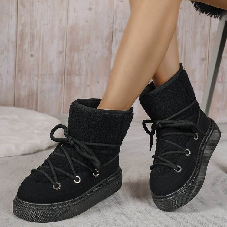 Plus Size Platform Cross Strap Snow Boots - EX-STOCK Canada