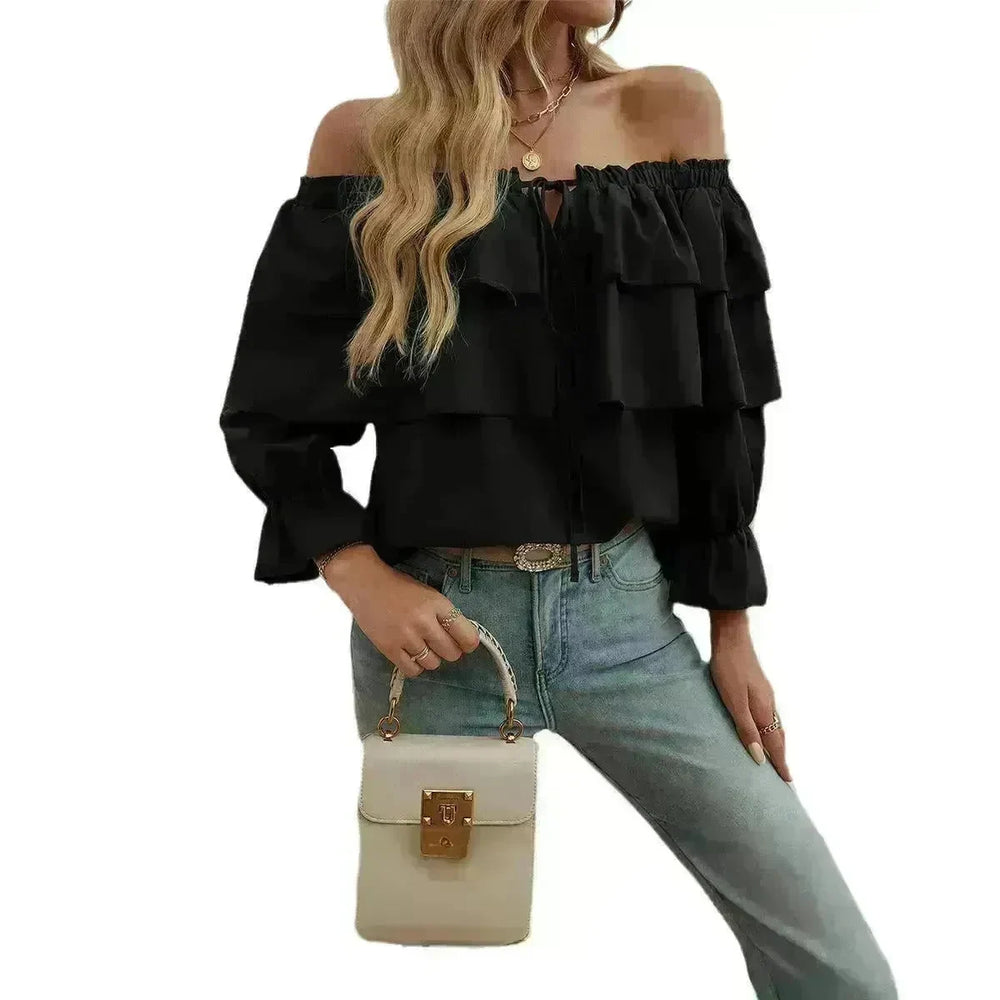 Stylish Casual Evening Top for Women Off-shoulder Bishop  Long Sleeve Top - EX-STOCK CANADA