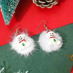 Winter Snowflake Hair Ball Earrings Ins Cute Christmas Elk Santa Claus Stock Element Earrings Women Jewelry - EX-STOCK CANADA