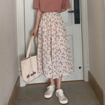 Casual Floral New Fresh High Waist Slimming Korean-style Midi A- Line Skirt - EX-STOCK Canada