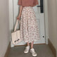 Casual Floral New Fresh High Waist Slimming Korean-style Midi A- Line Skirt - EX-STOCK Canada