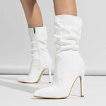 Patent Leather High Heel Pointed Stiletto Heel Pile Style Boots - EX-STOCK Canada