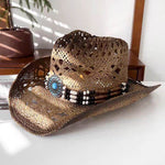 Summer Outdoor Ethnic Style Felt and Straw Cowboy Hat - EX-STOCK Canada