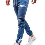 European And American Men's Denim Fabric Casual Frosted Zipper Design Jeans pant Men - EX-STOCK Canada