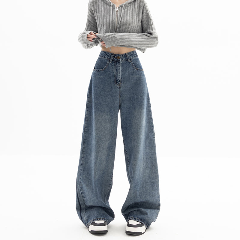High Waist Straight Wide Leg Blue Jeans for Women – Sizes M to 4XL