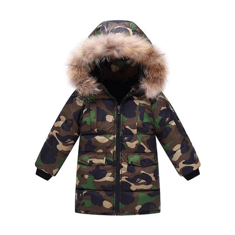 Children's Down And Wadded Jacket Camouflage Fur Collar Detachable Thickened Warm - EX-STOCK Canada