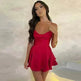 Elegant Chic Skirt Dress For Women Elegant Slim Strap Satin Backless Lace Up Ladies Party Mini Skater Dress - EX-STOCK CANADA
