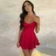 Elegant Chic Skirt Dress For Women Elegant Slim Strap Satin Backless Lace Up Ladies Party Mini Skater Dress - EX-STOCK CANADA