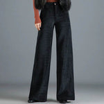 Gold Silk Striped Velvet Wide Leg trouser Pants Women - EX-STOCK Canada