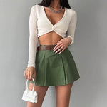 Women's Fashion Solid Color High Waist Mini Skort - EX-STOCK Canada