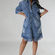 Women's Fashion 3/4 sleeve Mid Length loose Denim Jeans Dress - EX-STOCK Canada