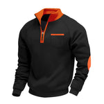 Men's Fleece-lined Heavy-duty Warm Zip-up Stand Collar Patchwork Stylish Casual Long-sleeve Sweatshirt EX-STOCK Canada 