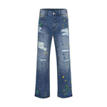 Ripped Paint Wide-leg Denim Trousers For Men Jeans - EX-STOCK CANADA