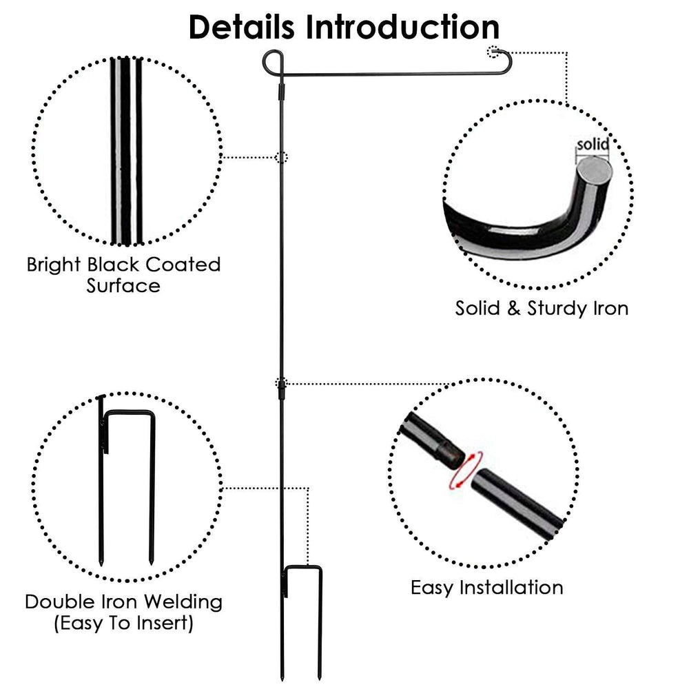 1Pc Garden Flag Stand Flagpole Weatherproof Wrought Iron Coated Yard Flag Holder For Yard Flag Party Banner Fits 11.8x17.7in Flag For Christmas Halloween Outdoor Decoration - EX-STOCK Canada