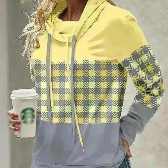 New Fashion Women's Pile Collar Printed Hoodie Pullover Top - EX-STOCK CANADA