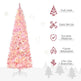 7.5 Foot Prelit Snow Flocked Artificial Christmas Tree With Pencil Shape, 700 Pine Realistic Branches, Warm White LED Lights, Auto Open, Pink And White EX-STOCK Canada 