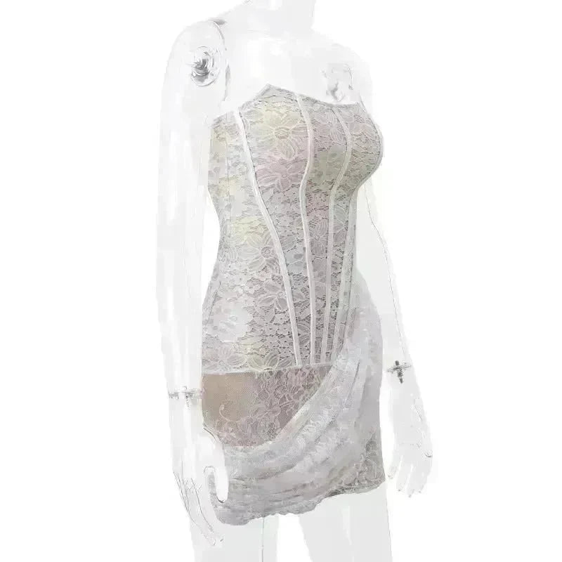 Strapless Lace Tube Top Corset Dress Party Women Fashion And Charming Slim fit Mini Dress  for Evening Party Cocktail. - EX-STOCK CANADA