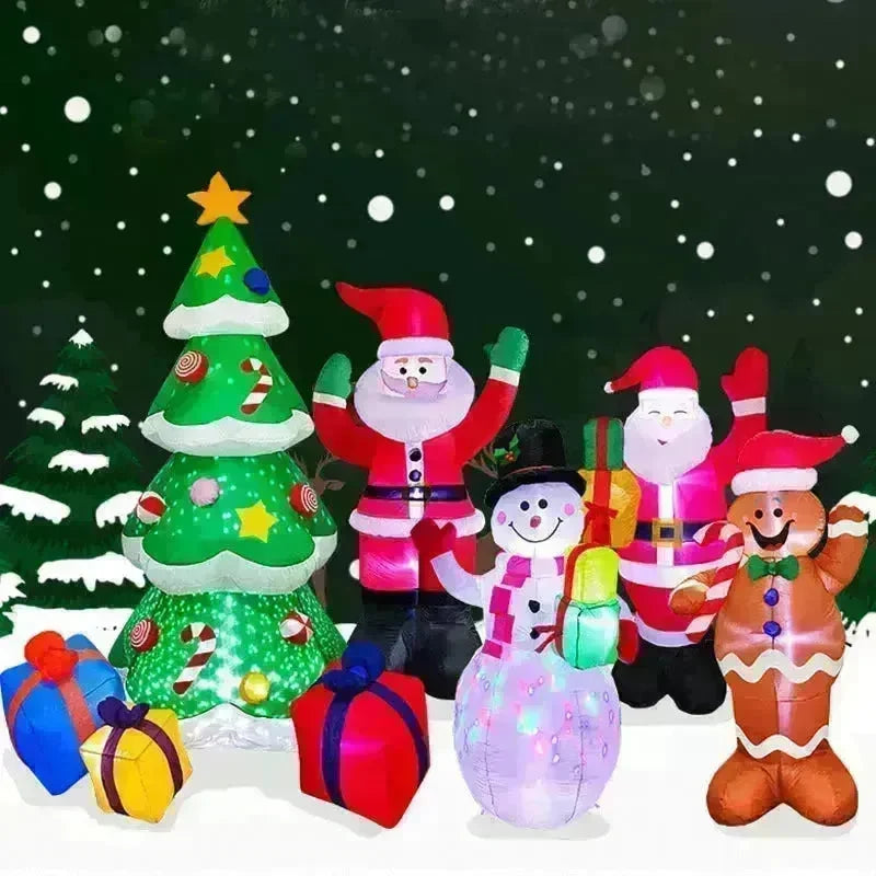 Christmas LED Lights Glowing Santa Tree Snowman Inflatable Doll Outdoor Yard Garden Decor - EX-STOCK CANADA