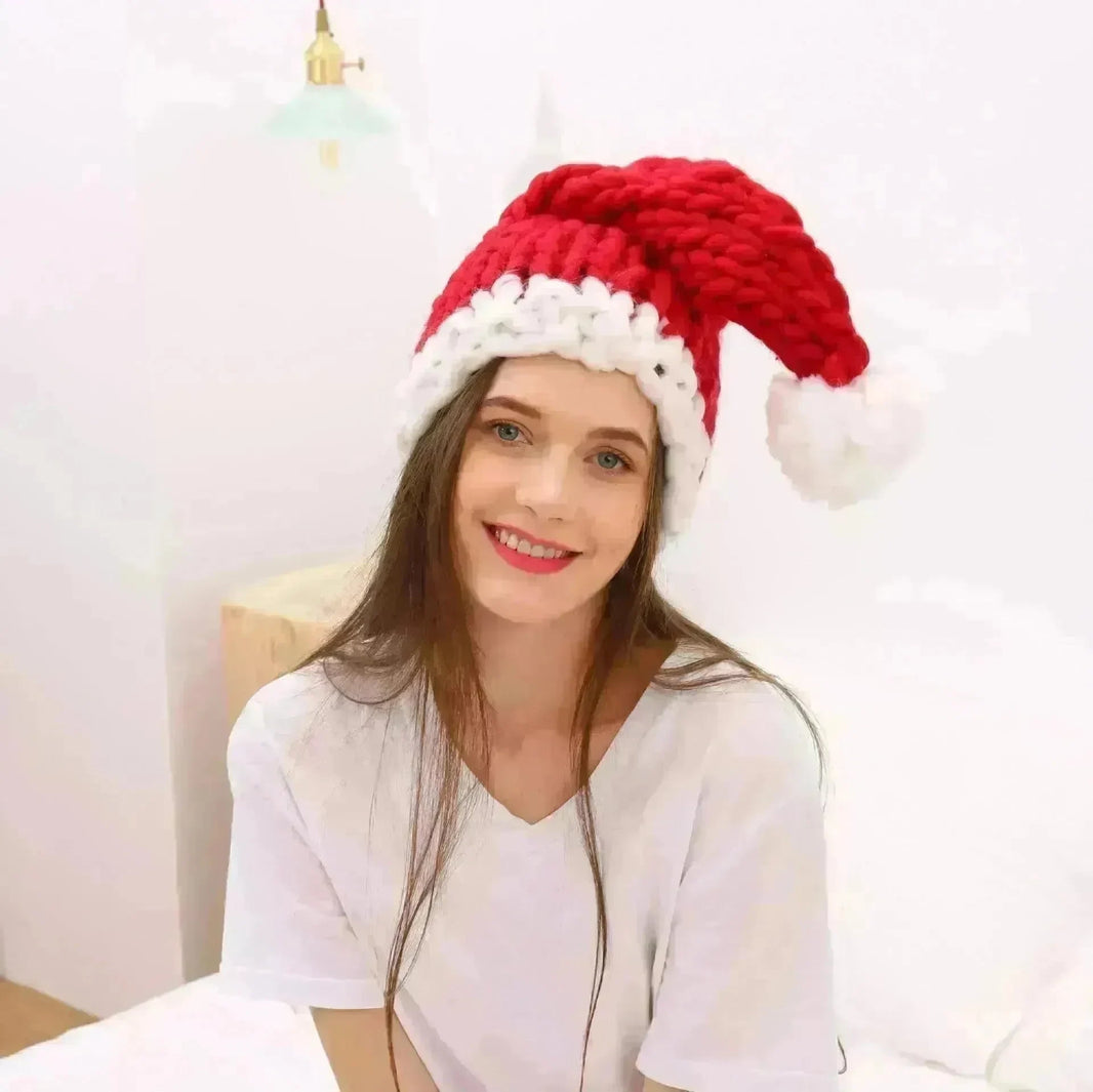 Christmas Plush Hat With Pompom Cute Winter Hat For Women Men Child - EX-STOCK CANADA