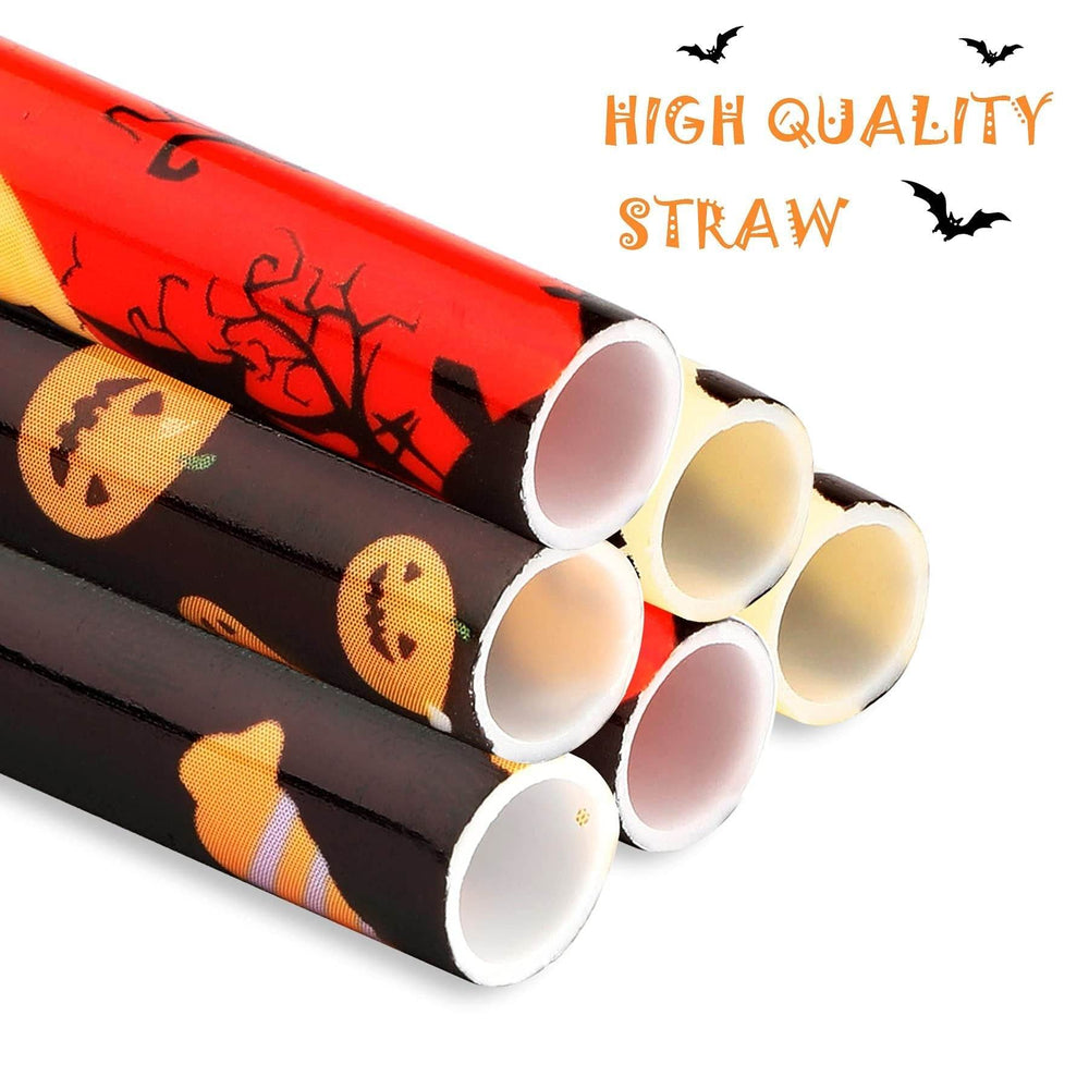 40 Pack Of 9 Inch BPA-Free Halloween Reusable Straws With Colorful Stripe Print Hard Straws For Mason Jars, Mason Glasses, Home Or Party Use, Comes With A Cleaning Brush-Selling On Amazon Is Prohibite - EX-STOCK Canada