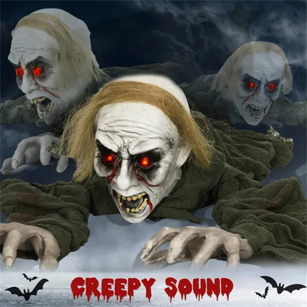 66 Outdoor Halloween Decoration Crawling Zombie, Animated Prop Decor With Sound Activated, Light Up Eyes EX-STOCK Canada 