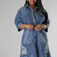Women's Fashion 3/4 sleeve Mid Length loose Denim Jeans Dress - EX-STOCK Canada