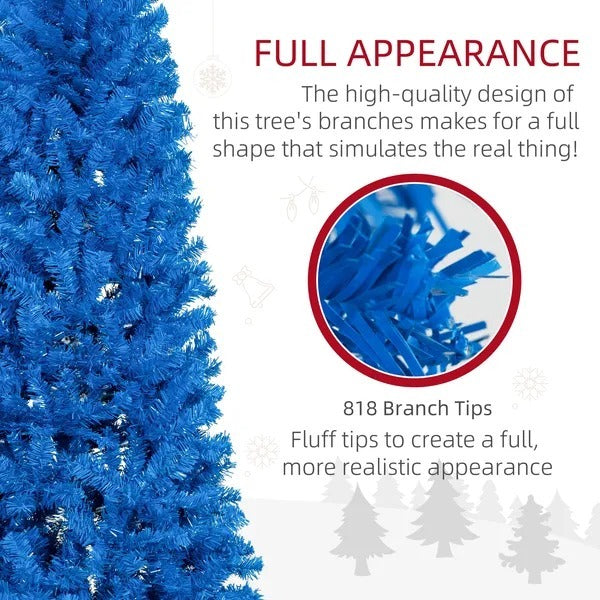 7FT Pencil Christmas Tree, Artificial Christmas Tree With Automatic Open For Home Party, Blue EX-STOCK Canada 