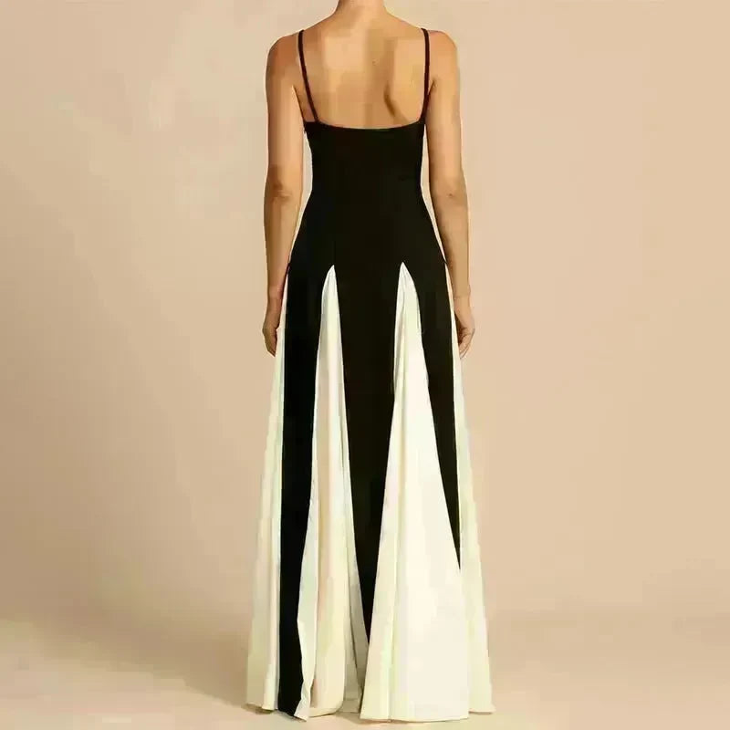 Luxury Women Sleeveless Color Contrast Sling Dress for Wedding Cocktail Evening Party events - EX-STOCK CANADA