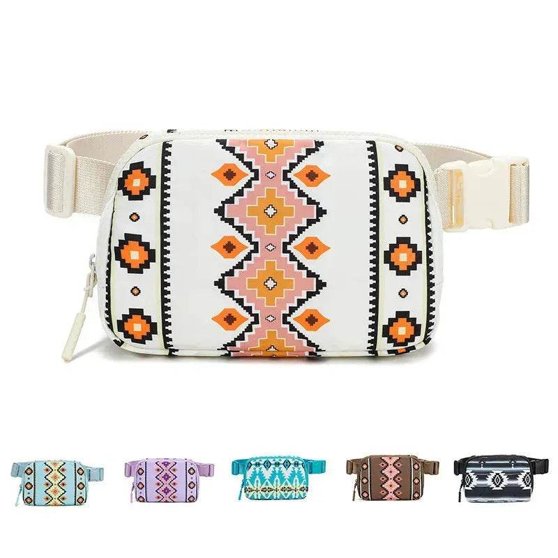 New Bohemian Print Waist Bag With Adjustable Shoulder Strap Fashion Casual Outdoor Running Crossbody Waist Bag For Women - EX-STOCK Canada