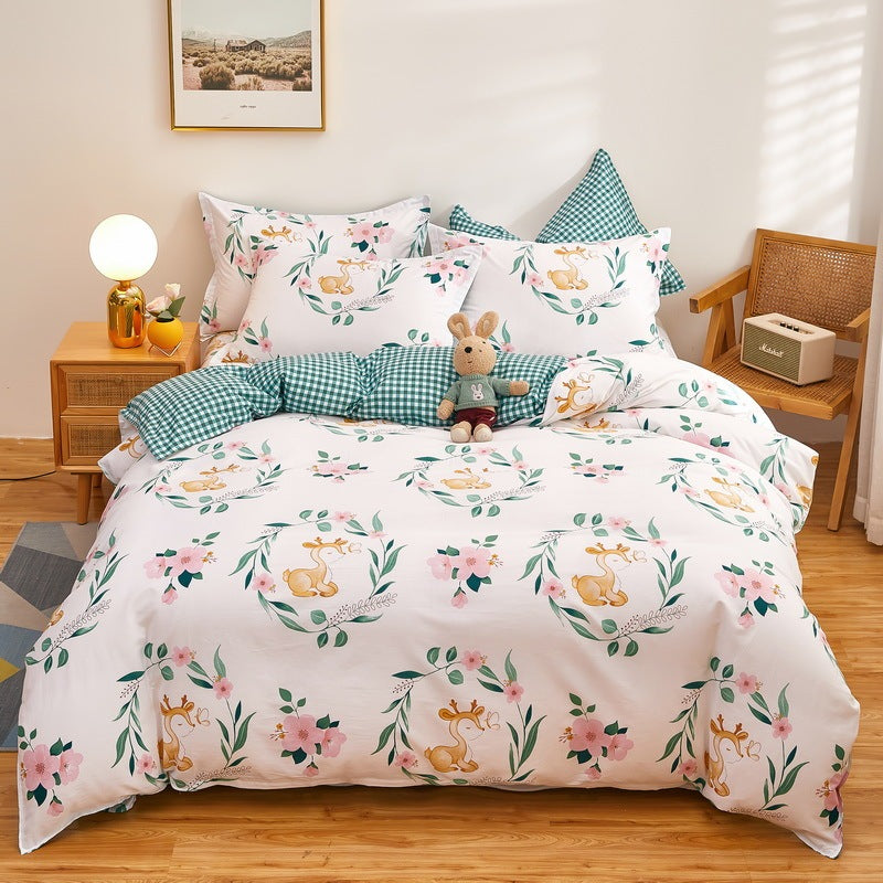 Cotton Duvet Cover One-piece Wholesale Pure Single Double Student Dormitory Bed Sheet Four-piece Set EX-STOCK Canada 