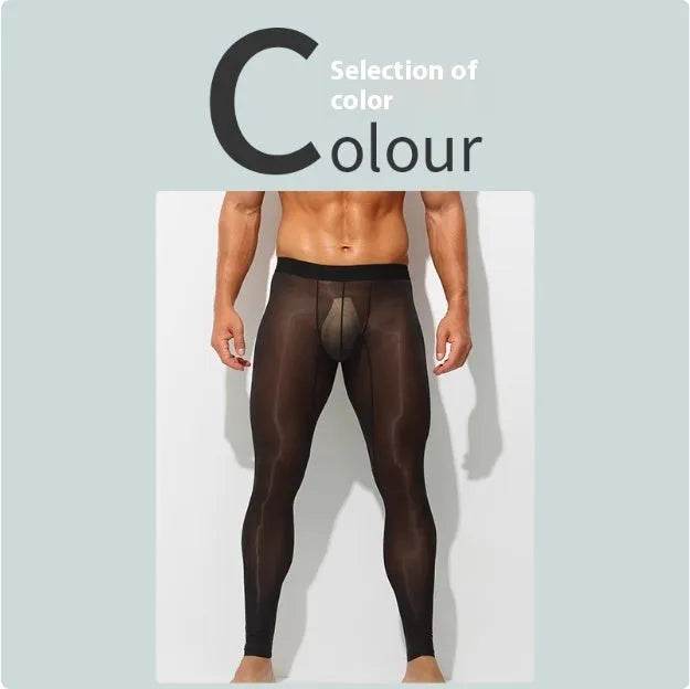 Men's Ultra thin Ice Silk Long John Skinny Flesh Nude Reflective Slim Leggings - EX-STOCK Canada