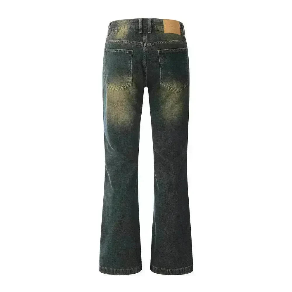 Washed Yellow Denim Bootcut Jeans Pants Men - EX-STOCK CANADA
