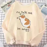Women Chic Casual No Flattering Cat Print Crew Neck Sweatshirt - EX-STOCK CANADA