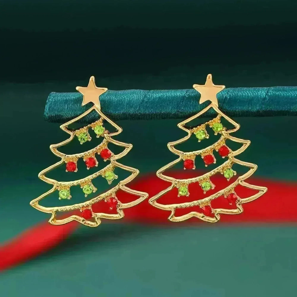 Christmas Earrings With Christmas Tree Colorful Zircon Christmas Tree Earrings  For Women Personality Earrings Party Jewelry Christmas Gift - EX-STOCK CANADA
