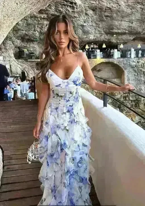 New Women's Spring And Summer Dew Fairy Sleeveless Backless Floral Long Dress - EX-STOCK CANADA