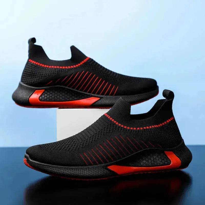 Fashion Mesh Sock Shoes With Striped Design Men Outdoor Breathable Slip-on Sneakers Casual Lightweight Running Sports Shoes - EX-STOCK Canada