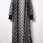 Middle East Apparel Women's Cross-border Polka Dot Perspective Cardigan Long Shawl Open Front Abaya Kimono Abaya for Dubai Turkey Women Two piece - EX-STOCK Canada